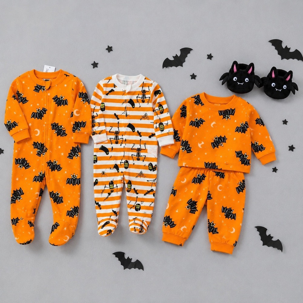 Old Navy Baby NWT 0-3M | Bundle of 4 | Halloween 2 PJs, Outfit & Bat Booties